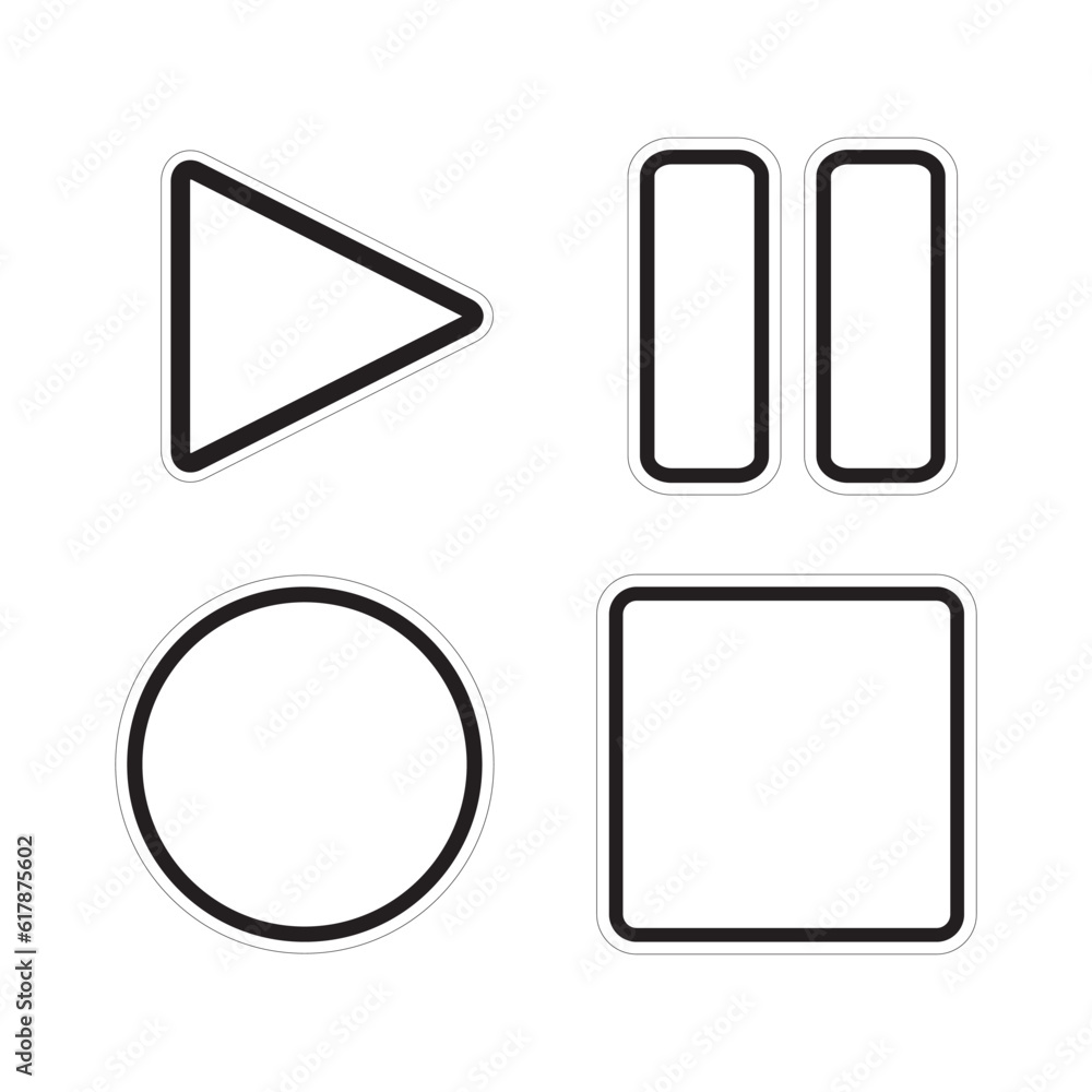 Media Player icon line, Play, Pause, Record And Stop Buttons multimedia interface, Music, audio, Line vector illustration Media Player icon line, Play, Pause, Record And Stop Buttons multimedia interface, Music, audio, Line vector illustration