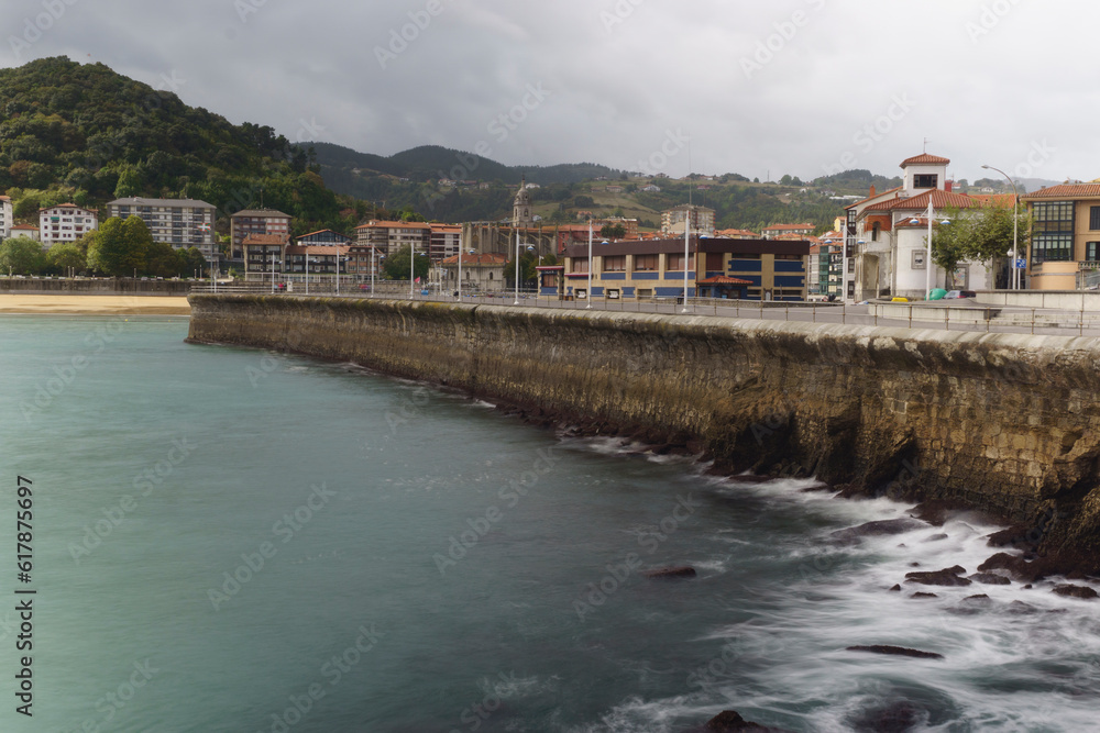 Panoramic of a typical coastal town in the Basque Country