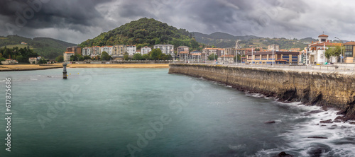 Panoramic of a typical coastal town in the Basque Country photo