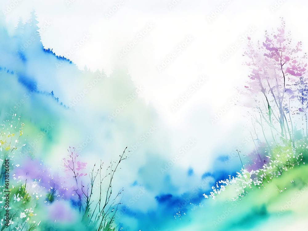  Hand-painted watercolor nature background  AI-Generated