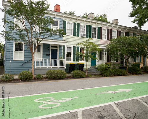 Exterior of Single-Family Residential Neighborhood in Savannah Georgia Historical District 