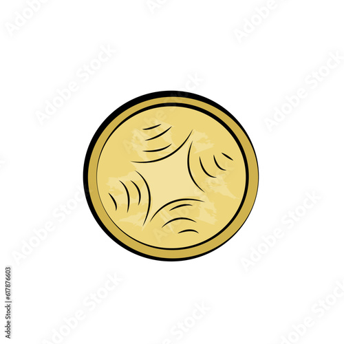 Yellow coin icon. Vector illustration isolated. Game element.