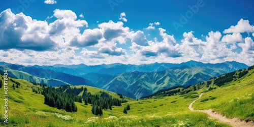 Beautiful scenery in the mountains. Generative AI © piai
