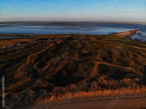 camping in the sunset atlantic coast france aerial view
