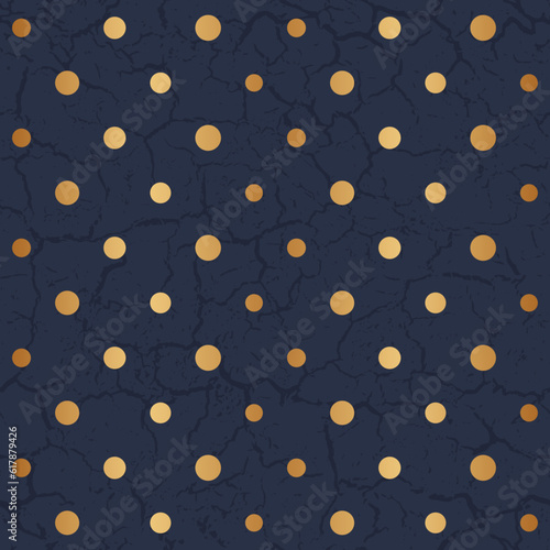 Gold dot seamless pattern. Repeating marble golden texture. Repeated elegant background with dots. Repeat design for prints, gift pack, wallpaper, wrapping paper, wrapper. Vector illustration