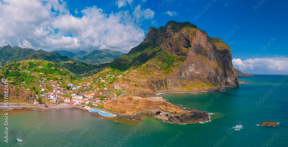 Aerial view of Porto da Cruz Madeira Portugal