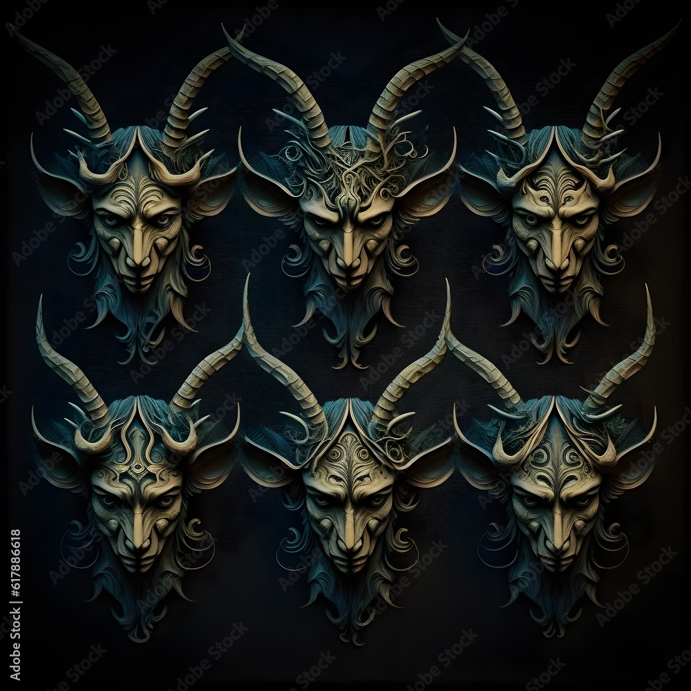 faerie huntsman six goat faces in each directionfrom changeling the lost 