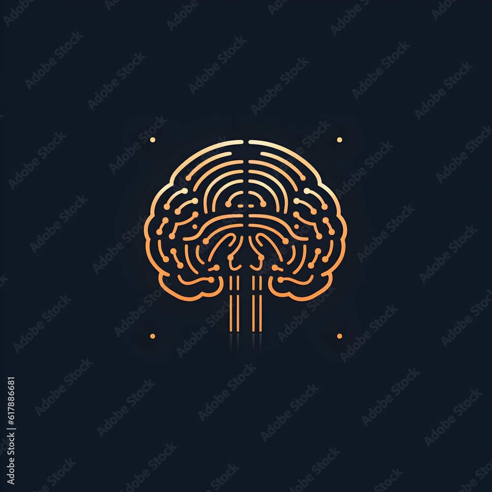Minimalistic Brain Logo: Art Deco Style for Intellectual Branding Minimalistic Brain Logo: Art Deco Style for Intellectual Branding