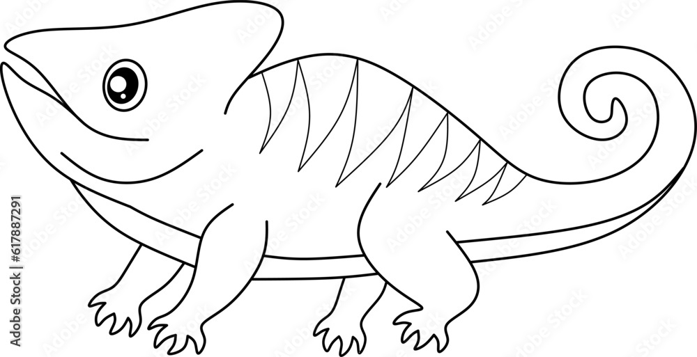 Fototapeta premium Cameleon line art vector for coloring book page.