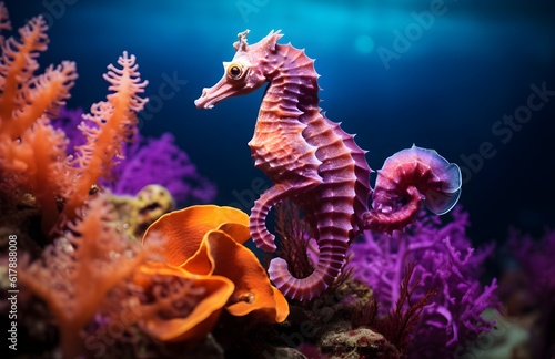 a sea horse in a coral reef