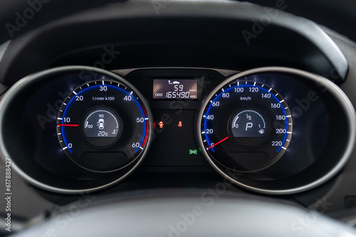 car dashboard with speedometer