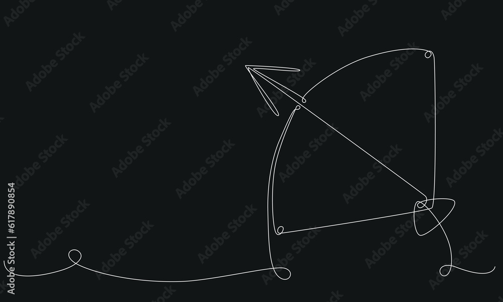 Sagittarius zodiac constellation one single hand drawing continues line banner. Vector stock illustration isolated on black chalkboard background. Editable stroke line.