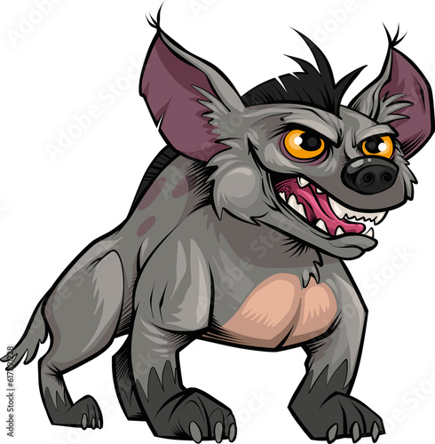 A fierce and funny cartoon hyena. (ID: 617891228)