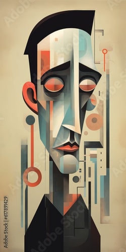Illustration abstract of face and portrait by fine art style Created with Generative AI technology.