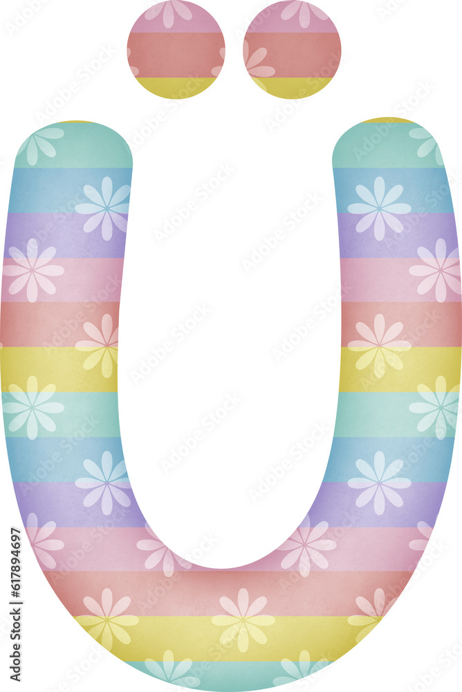 Letter Ü with flower pattern Letter Ü with flower pattern