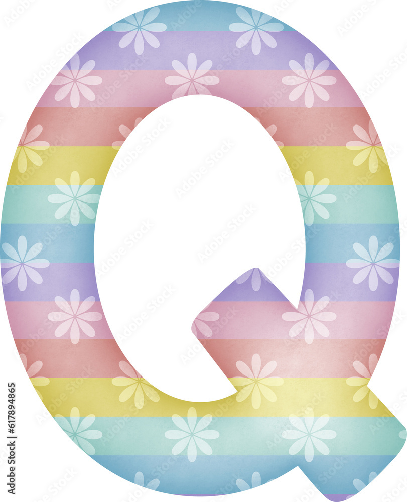 Letter Q with flower pattern