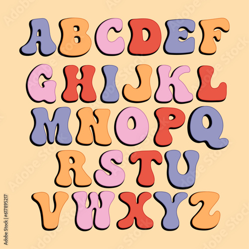 Alphabet. Vector letters in grove style. Letters to create words and inscriptions.