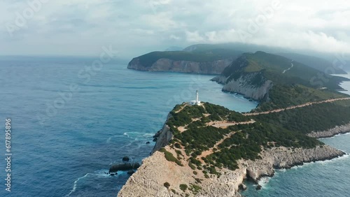 Aerial view sea. Beautiful turquoise crystal clear water and resort coastline. White sand and rocks on the beach.