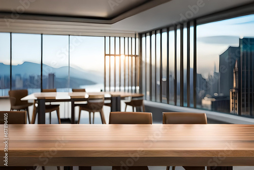 modern dining room with table