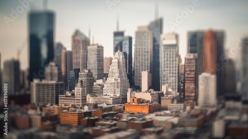 Panoramic view of a large city. Modern futuristic city with skyscrapers and towers.