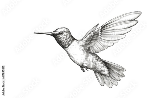 Cute Hummingbird drawing on white background - generative AI © HandmadePictures