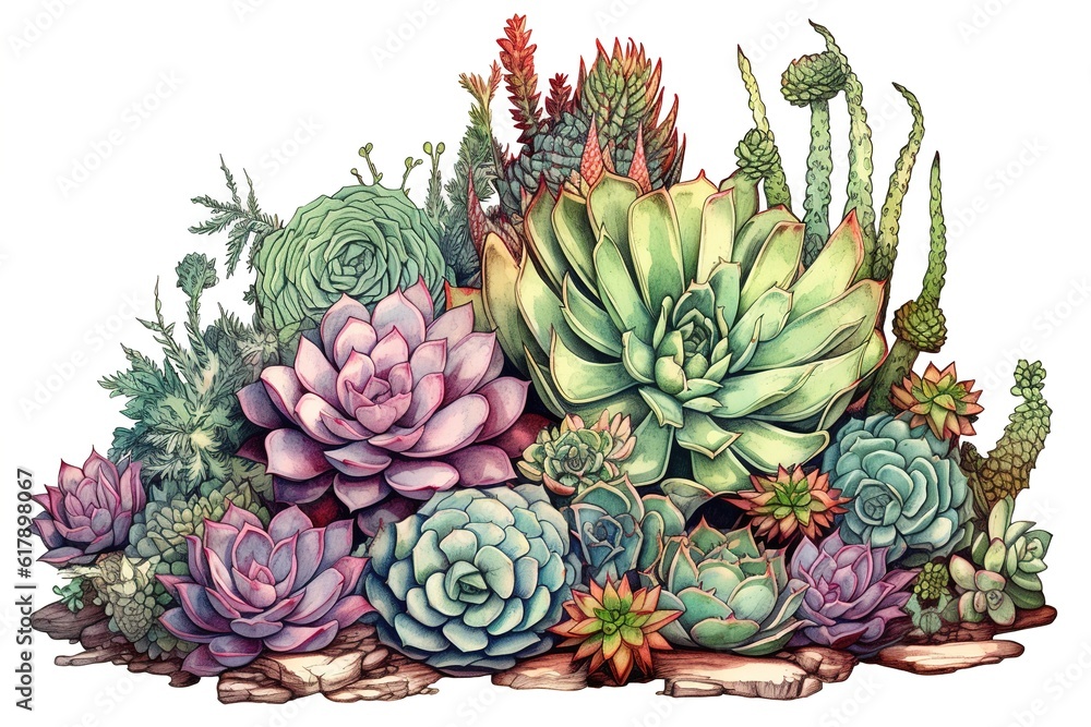 Obraz premium succulent garden isolated on white. generated by AI.