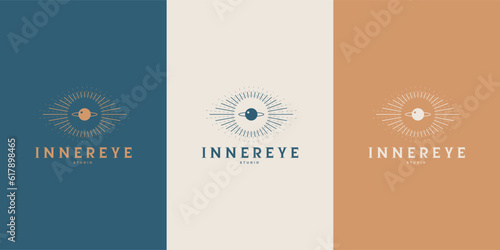 Celestial Logo design, Eye logotype, Minimal logo, Star, Spiral, Astrology, Astronomy, Spiritual, Vector logo