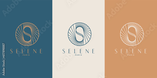 Celestial Logo design, Galaxy logotype, Minimal logo, Star, Spiral, Astrology, Astronomy, Spiritual, Vector logo