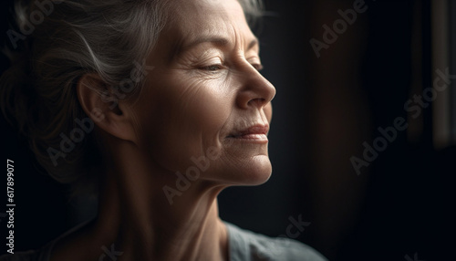 Beautiful young woman smiling with confidence in casual home portrait generated by AI