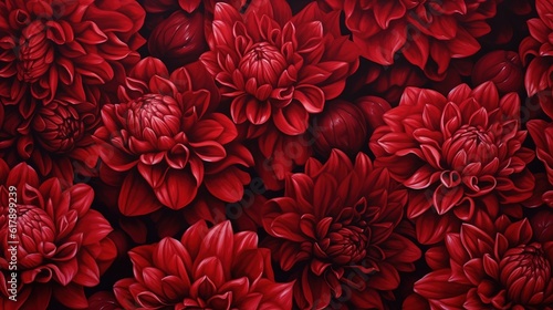 Fototapeta Naklejka Na Ścianę i Meble -  Fresh beautiful red peony flowers in full bloom. Generative AI. Illustration for banner, poster, cover, brochure or presentation.