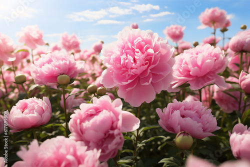 Pink Peonies Garden Generative AI