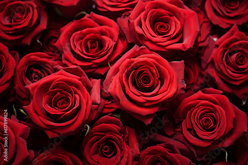 Red Roses close up Background Generative AI