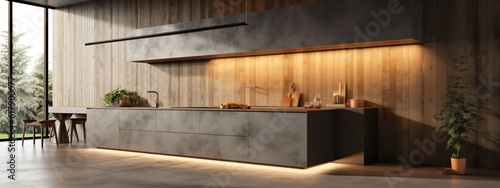 minimalist kitchen in luxury home  Generative AI