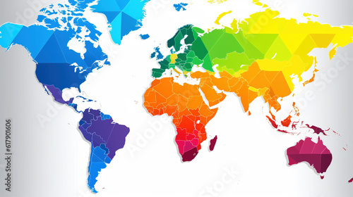 Colorful World  A Vibrant Map of Diverse Countries and Continents  Generative AI