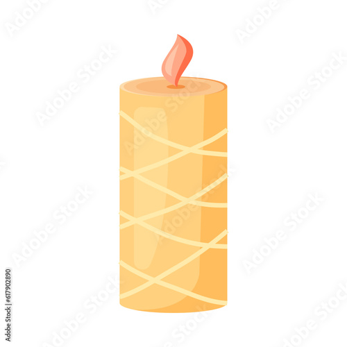 Wax or paraffin burning candle for aroma therapy isolated on white background