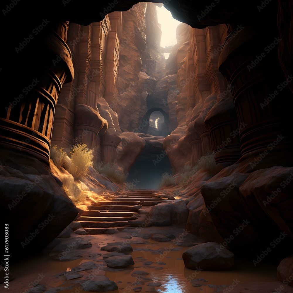 dnd environment fantasy background sandstone underground panoramic view ...