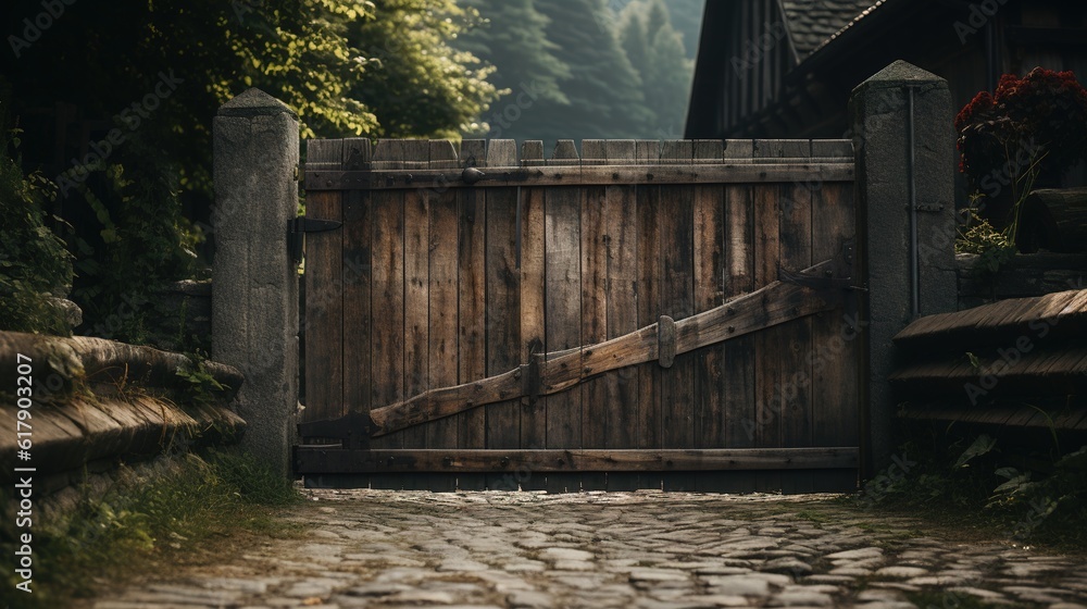 Door and fence, Generative AI Door and fence, Generative AI
