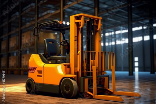 3D rendering of delivery forklift concept ai photo