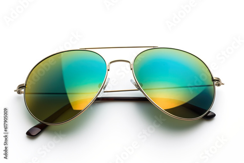 Stylish sunglasses isolated on white background with shadow, generative AI image