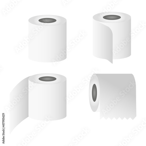 Realistic toilet paper. kitchen paper tovel cylinder, insulated insulated wall, hygiene spool shet, office print paper roll. Vector set.Vector illustrator