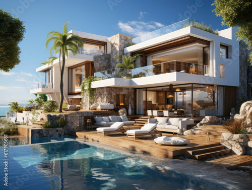 Ocean Villa Luxury House With Pool And Seaview HD  Background