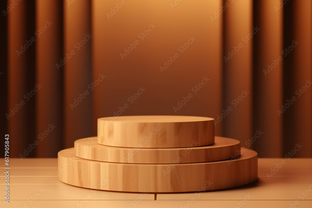 wooden podium product stand empty display abstract wooden minimal pedestal luxury natural background for product placement generative AI wooden podium product stand empty display abstract wooden minimal pedestal luxury natural background for product placement generative AI