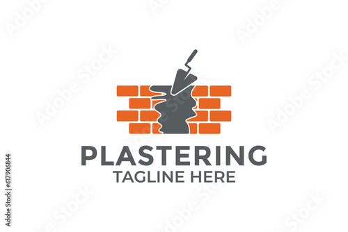 Brick Wall Plaster Logo Icon Vector Template Illustration