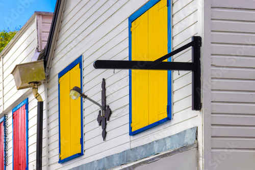 Old town historic streets of Redcliffe Quay in Saint Johns on Antigua and Barbuda. photo