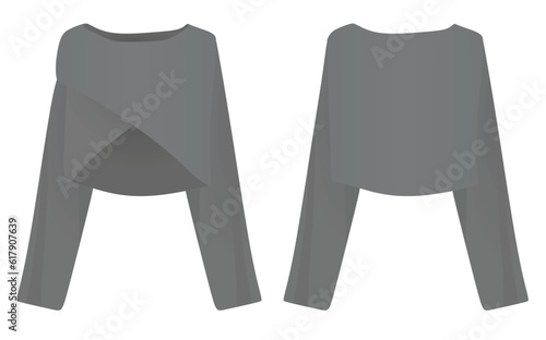Grey woman poncho sweater. vector