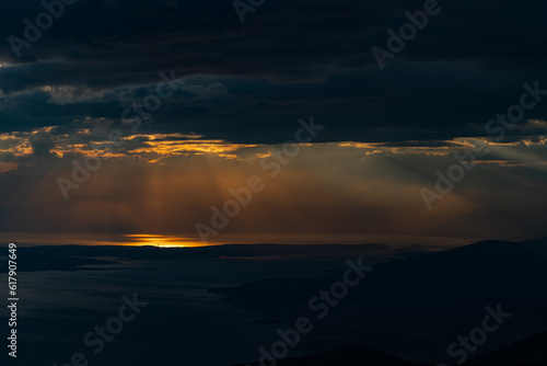 Dramatic clouds in a sunset storm over the Croatian coast.