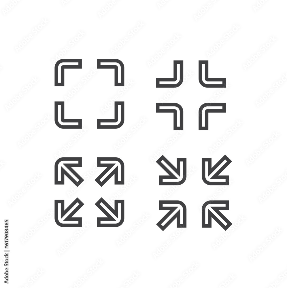 Fototapeta premium Screen Display Media Player icon design in white background, Zoom in and zoom out buttons multimedia interface, Music, audio and video Line vector illustration