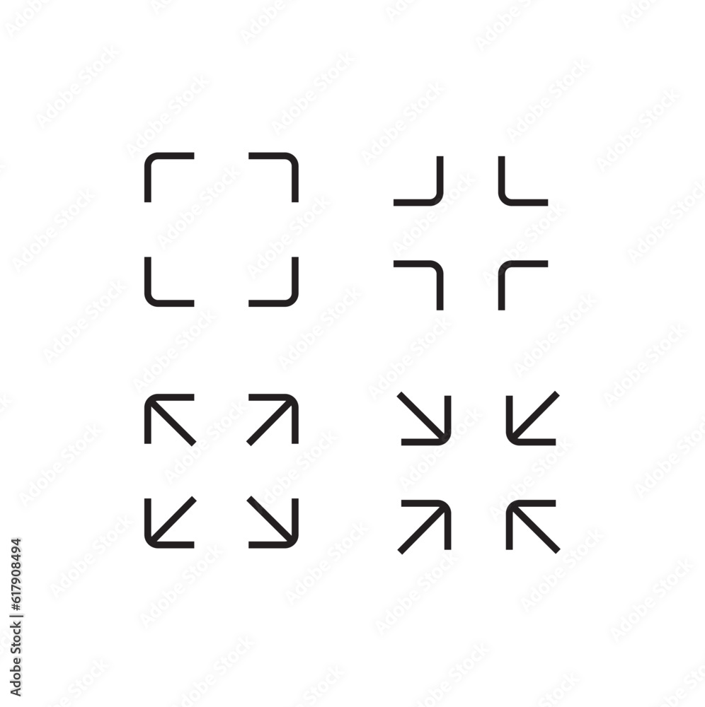 Screen Display Media Player icon, Zoom in and zoom out buttons multimedia interface, Music, audio and video Line vector illustration Screen Display Media Player icon, Zoom in and zoom out buttons multimedia interface, Music, audio and video Line vector illustration