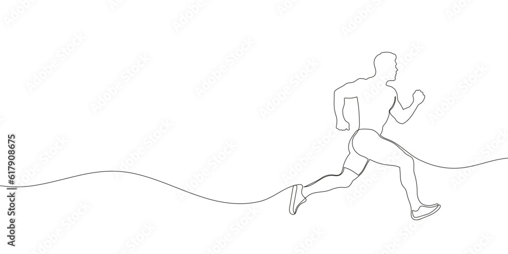 Continuous one line drawing of a running sportsman. Sports running. Vector illustration Continuous one line drawing of a running sportsman. Sports running. Vector illustration