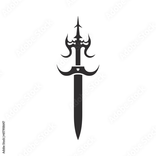 knightly sword isolated on white background. Sword silhouettes. Vector illustration